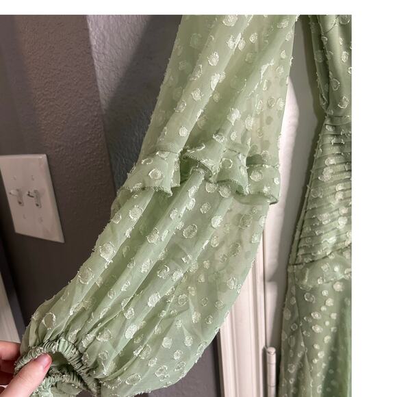 Elegant Green Polka Dot Dress - Picture 4 of 7